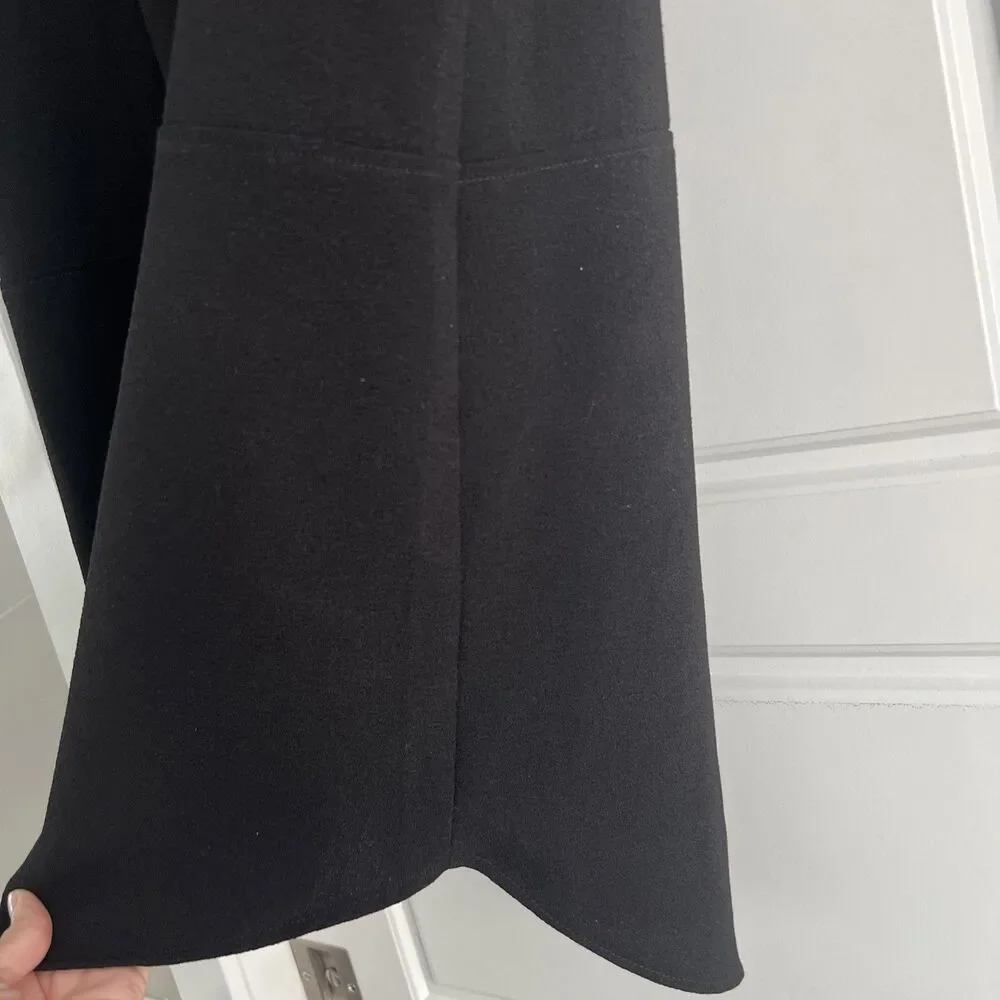 Lush Hailey Crepe Dress Shift V-Neck Short Sleeve Black Curved Hem Large - Picture 5 of 7